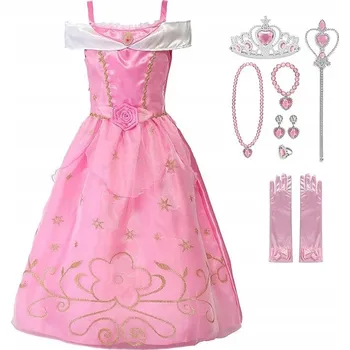 Karnevalový kostým KOSTÝM AURORA ŠATY AURORA ŠÍPKOVÁ RŮŽENKA PŘEVLEK NA KARNEVAL 146 152