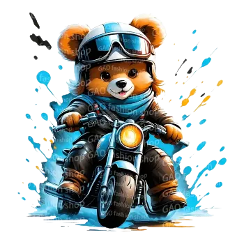 Textilní nažehlovací páska Nažehlovací obrázek - méďa na motorce (dva rozměry), Velikost: Velký