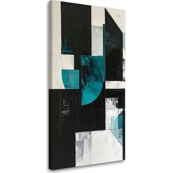 Obraz Obraz do obýváku, kanceláře, kuchyně, Geometrické tvary tyrkysová černá 50x100