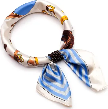 Šátek Magotex Šátek se sponkou Letuška Light - béžovo-modrá s potiskem