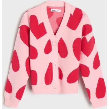 Dívčí svetr Sinsay - Propínací svetr se srdíčky - vícebarevná - 566AV-MLC - 566AV-MLC-128