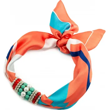 Šátek Magotex Šátek s bižuterií Letuška - oranžovo-modrý