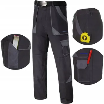 Pracovní obuv Pracovní kalhoty ART.MAS šedé 100% bavlna vel. 44 s kapsami na suchý zip