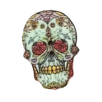 Knoflík Knoflík dřevěný lebka III (1,9 x 2,5 cm)