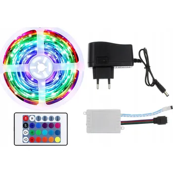 LED páska LED pásek 5M SMD 2835 BAREVNÁ RGB SADA DÁLKOVÝ OVLADAČ NAPÁJECÍ ZDROJ pro interiér IP20