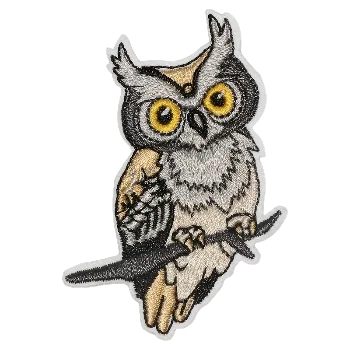 Nášivka Nažehlovací nášivka - sovička na větvi (4,5 x 6,3 cm)