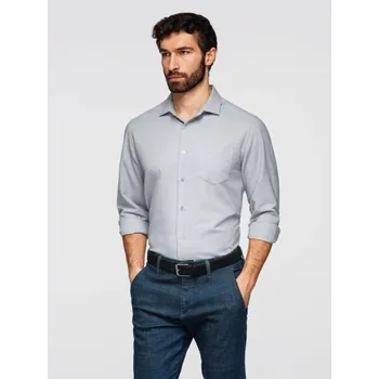 Pánská košile Ombre Clothing Pánská šedá košile melír s náprsní kapsou V2 K694