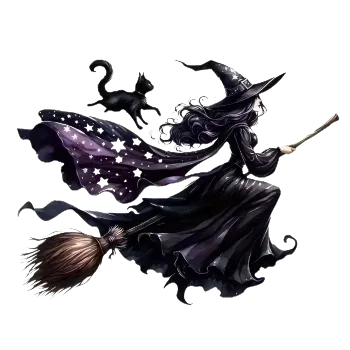 Samolepící dekorace Vinylová samolepka - čarodějnice na koštěti (13,5 x 11,0 cm)