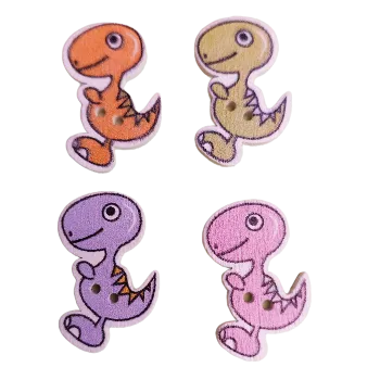 Knoflík Knoflík dřevěný dinosaurus, Barva: Zelená