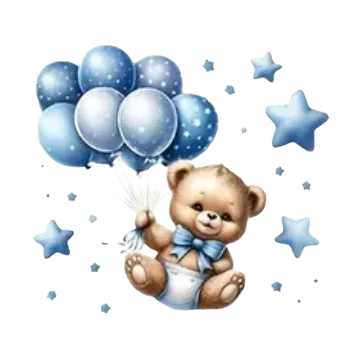 Nažehlovací obrázek - medvídek s balónky I (7,4 x 8,0 cm)