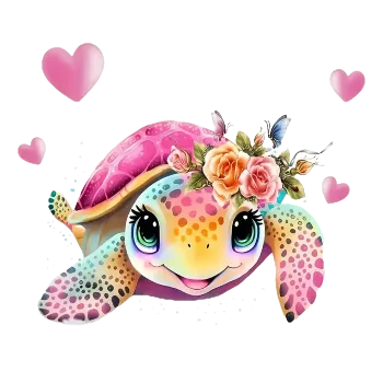 Samolepící dekorace Vinylová samolepka želvička se srdíčky