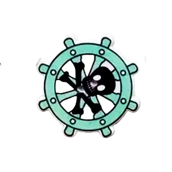 Knoflík Knoflík dřevěný - kormidlo pirátů (prům. 2,5 cm), Barva: Modrá