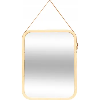 Zrcadlo Zrcadlo nástěnné obdélníkové 35x45 Marron1 bambusový rám kožený pásek