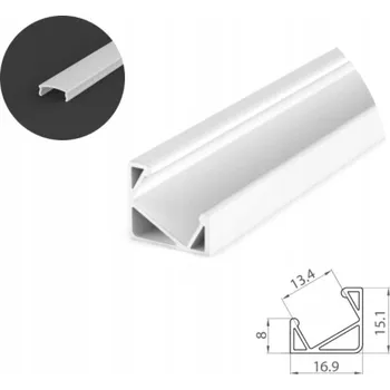 LED páska LED PROFIL ROHOVÝ 30/60° 1M BÍLÝ + MLÉČNÝ KRYT