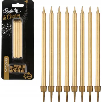 Dortová svíčka Narozeninové svíčky zlaté 8 kusů Jednoduché svíčky na dort Godan
