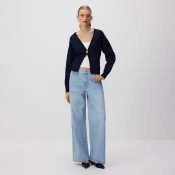 Reserved - Džíny wide leg ze středním pasem - modrá - 646JO-05J - 646JO-05J-36