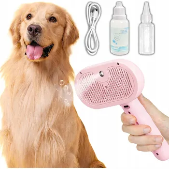 Kosmetika pro psa PARNÍ KARTÁČ PRO PSA KOČKU ELEKTRICKÝ PRO PÉČI O SRST + OLEJÍČEK