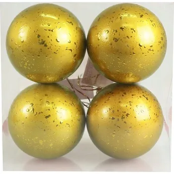 Vánoční dekorace Sada koulí s efektem rosy (4 ks) – zlaté vánoční baňky na stromeček, svátky