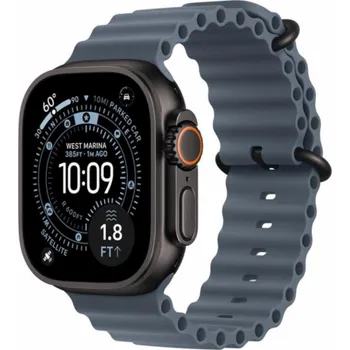 Apple Tmavě modrý řemínek Ocean pro pouzdro 49 mm - černé titanové komponenty
