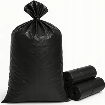 Pytle na odpadky Pytle na odpadky 120L Černé - Role 5ks 87x78cm - Univerzální - Kancelář Domácnost