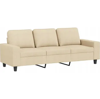 Pohovka Krémová 3místná pohovka 214 x 77 x 80 cm, látka, kov, houbička