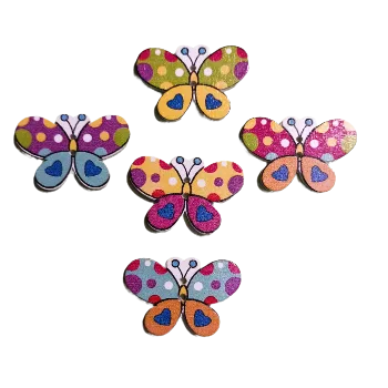 Knoflík Knoflík dřevěný barevný motýlek, Barva: Fialová