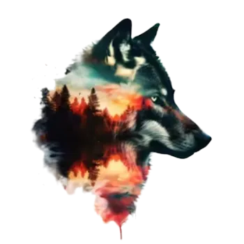 Nažehlovací obrázek - vlk s krajinou IV (6,6 x 8,0 cm)