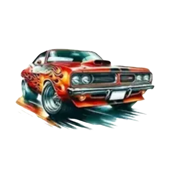 Nažehlovací obrázek - americké auto červené (10,0 x 5,8 cm)