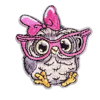 Nažehlovací nášivka - sovička s brýlemi (5,3 x 6,0 cm)