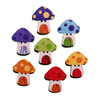 Knoflík Knoflík dřevěný houbový domeček, Barva: Modrá