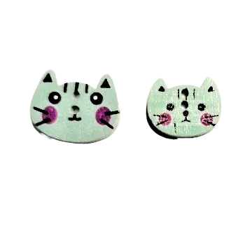 Knoflík Knoflík dřevěný kočičí hlava světle modrá, Velikost: větší