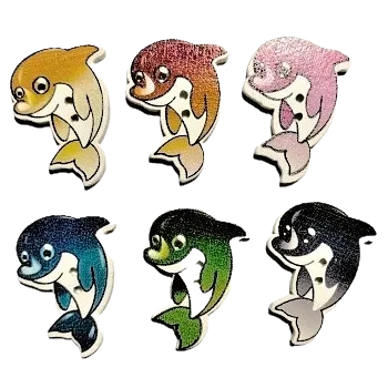 Knoflík Knoflík dřevěný delfín, Barva: Šedá