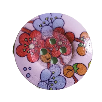 Knoflík Knoflík dřevěný velký s kvítky III