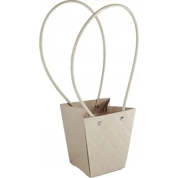 Obraz Papírové tašky na květiny 12 cm – Flower Box PROŠÍVANÉ ECRU 10 Ks
