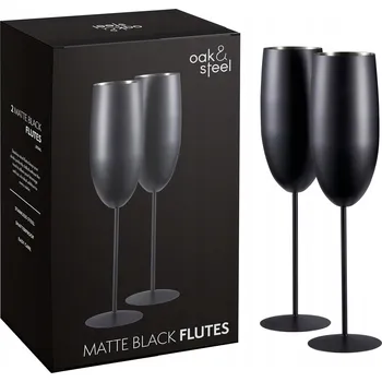 Sklenice Černé Skleničky na šampaňské z nerezové Ocel, 2 ks v dárkovém balení