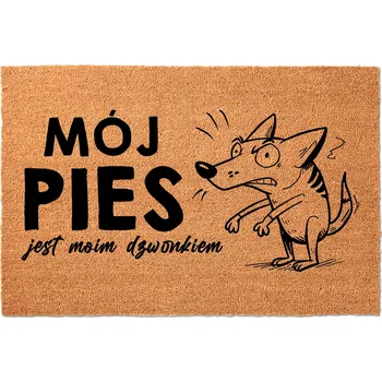 Rohožka KOKOSOVÁ VSTUPNÍ ROHOŽKA PŘED DVEŘE S VTIPEM A HUMOREM | PES ZVONEK