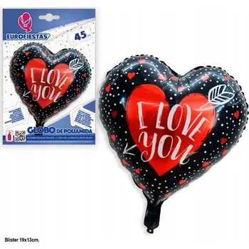Balónek Ouda Party - 18palcový černý balónek ve tvaru srdce se šípem lásky