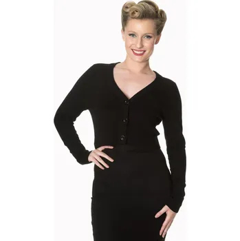 Dámský svetr Banned Retro krátký kardigan Let's Go Dancing - Black Velikost: XL (UK 16)