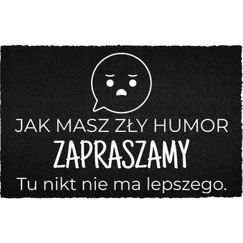 Rohožka KOKOSOVÁ ROHOŽKA 40X60 ČERNÁ KE DVEŘÍM NÁPIS ŠPATNÁ NÁLADA? SEM SE HODÍŠ!