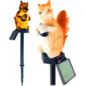 Venkovní osvětlení SOLÁRNÍ LAMPA VEVERKA ZAPICHOVACÍ ZAHRADNÍ LED LAMPA SE SOUMRAKOVÝM SENZOREM