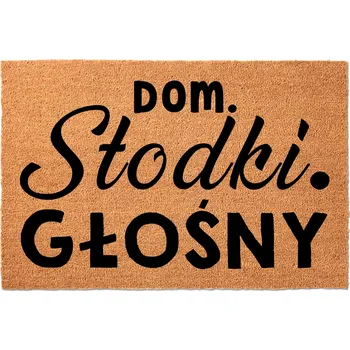 Rohožka KOKOSOVÁ ROHOŽKA PŘED DVEŘE 40X60 CM - VTIPNÁ S NÁPISEM DOMOV SLADKÝ DOMOVE