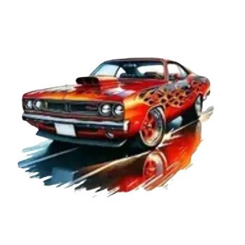 Nažehlovací obrázek - americké auto červené (10,0 x 7,1 cm)