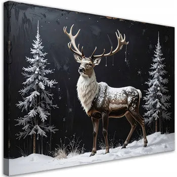 Obraz Obraz do obýváku, jídelny, kanceláře, Sob zima sníh vánoční stromky svátky 45x30