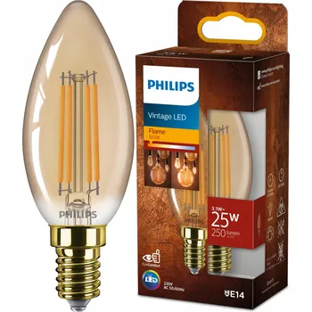 Žárovka LED žárovka SVÍČKA E14 3.1W 1800K DEKORATIVNÍ FILAMENT JANTAROVÁ PHILIPS