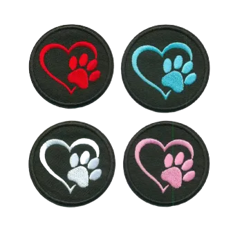 Nažehlovací nášivka - srdce a tlapka (průměr 5,4 cm), Barva: Červená