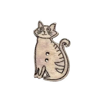 Knoflík Knoflík dřevěný sedící kočka VIII