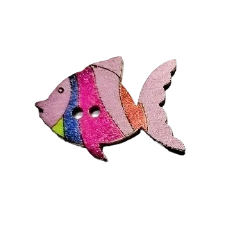 Knoflík Knoflík dřevěný rybička fialová