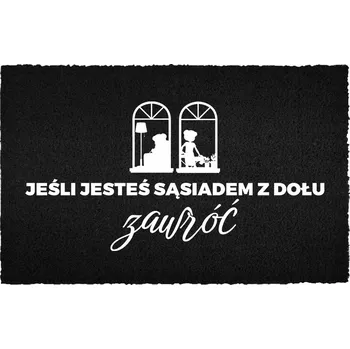 Rohožka KOKOSOVÁ VSTUPNÍ ROHOŽKA 40X60 ČERNÁ NÁPIS SOUSEDÉ ZESPODU – OTOČTE SE