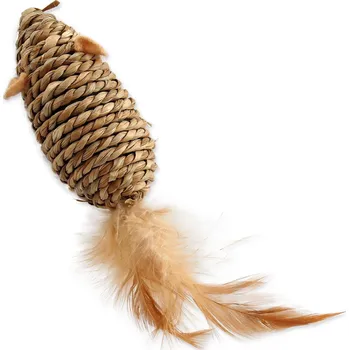 Hračka Magic Cat myška mořská tráva s pírky 18cm