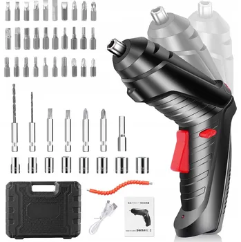 AKU ŠROUBOVÁK PŘÍKLEPOVÁ VRTAČKA USB NÁSTAVCE BITY + MINI KUFR